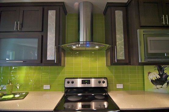 Perky Chartreuse Backsplash Kitchen Wall Tiles
